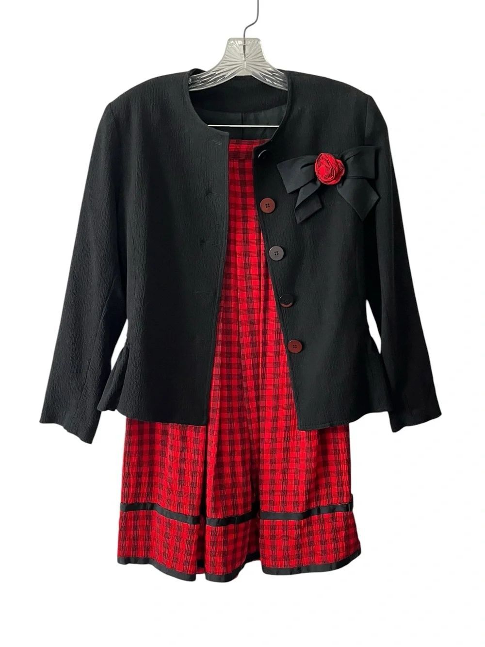 Vintage 80’s Red Plaid Skirt Suit Set